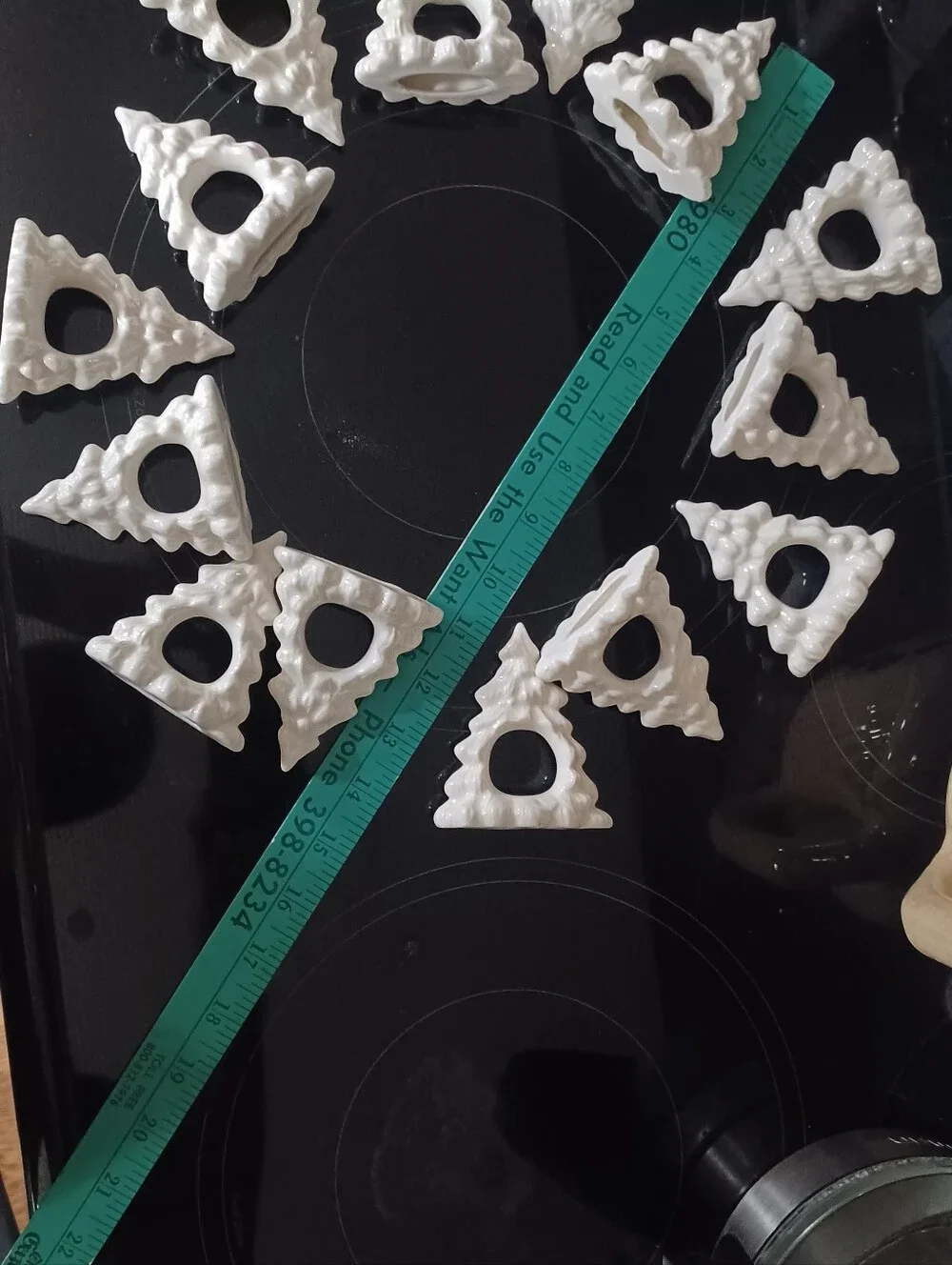 14 White Ceramic Christmas Tree Napkin Rings - Brand Unspecified each weigh 1.6